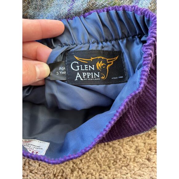 Glen Appin Scotland Harris Tweed Purple/Gray Plaid Wool Skirt Toddler 3T NEW NWT - Picture 7 of 8